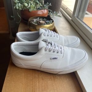 White Leather Vans- Classic Tumble Era